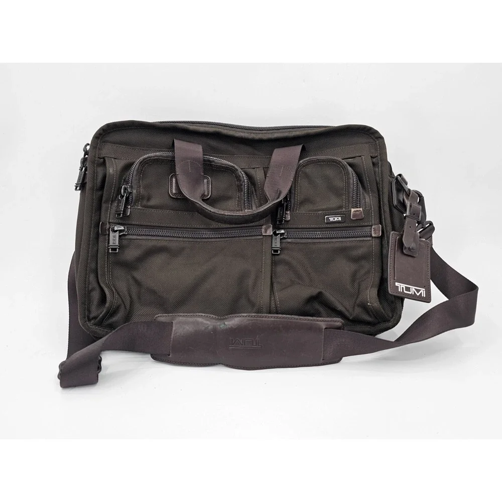 TUMI‎ Dark Brown Nylon Expandable Briefcase Messenger w Laptop Insert